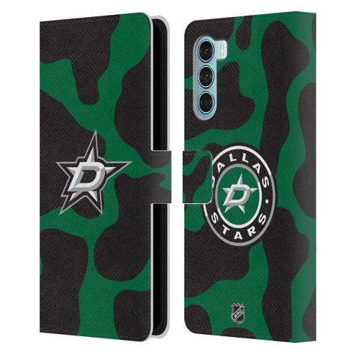 NHL Dallas Stars Cow Pattern Leather Book Wallet Case Cover For Motorola Edge S30 / Moto G200 5G