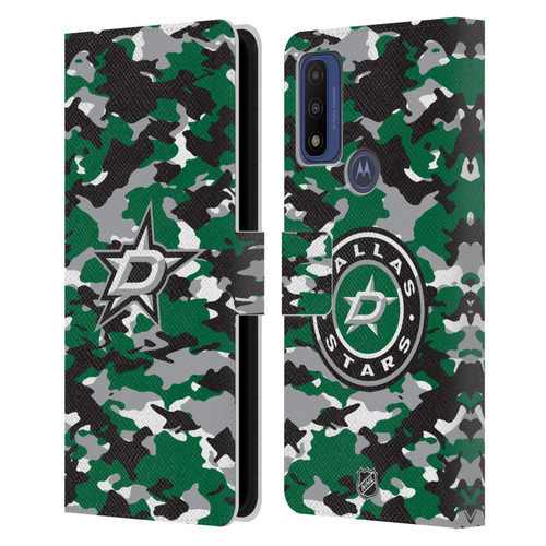 NHL Dallas Stars Camouflage Leather Book Wallet Case Cover For Motorola G Pure