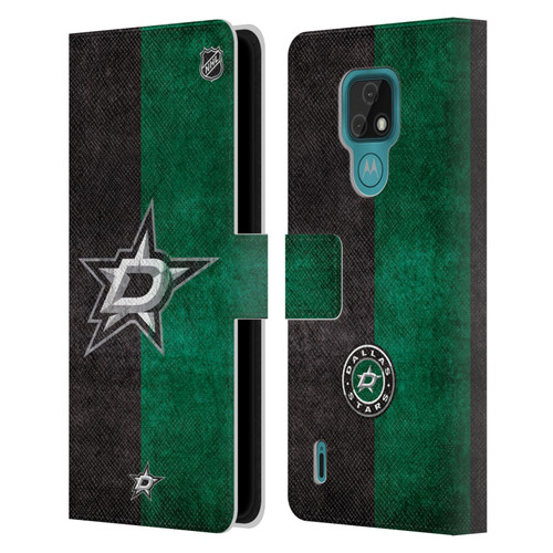 NHL Dallas Stars Half Distressed Leather Book Wallet Case Cover For Motorola Moto E7