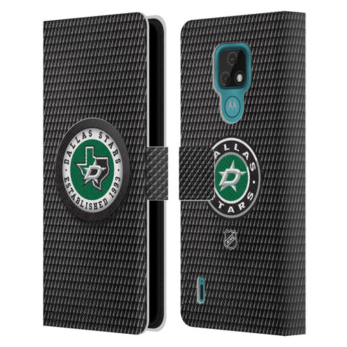 NHL Dallas Stars Puck Texture Leather Book Wallet Case Cover For Motorola Moto E7