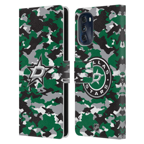 NHL Dallas Stars Camouflage Leather Book Wallet Case Cover For Motorola Moto G (2022)