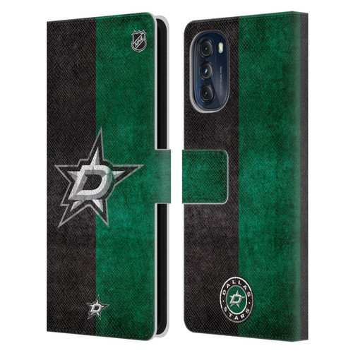 NHL Dallas Stars Half Distressed Leather Book Wallet Case Cover For Motorola Moto G (2022)