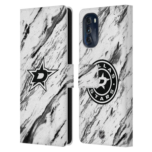 NHL Dallas Stars Marble Leather Book Wallet Case Cover For Motorola Moto G (2022)