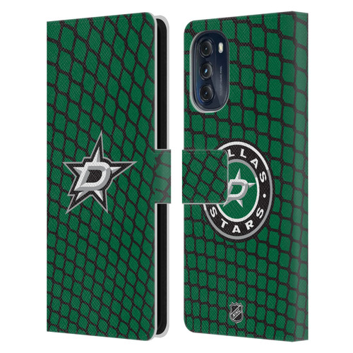 NHL Dallas Stars Net Pattern Leather Book Wallet Case Cover For Motorola Moto G (2022)