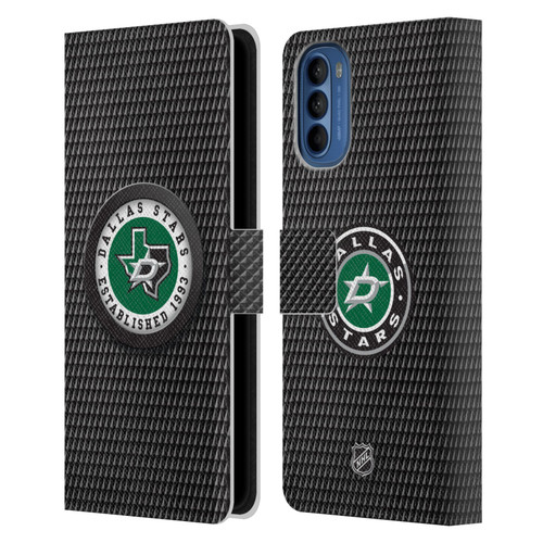 NHL Dallas Stars Puck Texture Leather Book Wallet Case Cover For Motorola Moto G41
