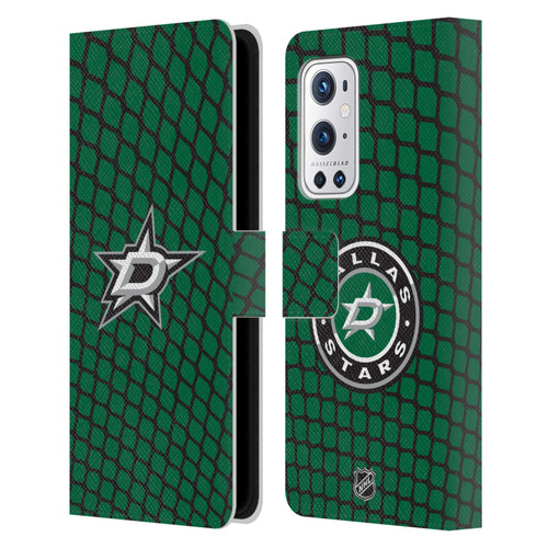 NHL Dallas Stars Net Pattern Leather Book Wallet Case Cover For OnePlus 9 Pro