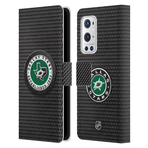 NHL Dallas Stars Puck Texture Leather Book Wallet Case Cover For OnePlus 9 Pro