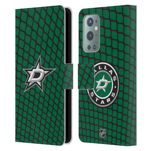 NHL Dallas Stars Net Pattern Leather Book Wallet Case Cover For OnePlus 9