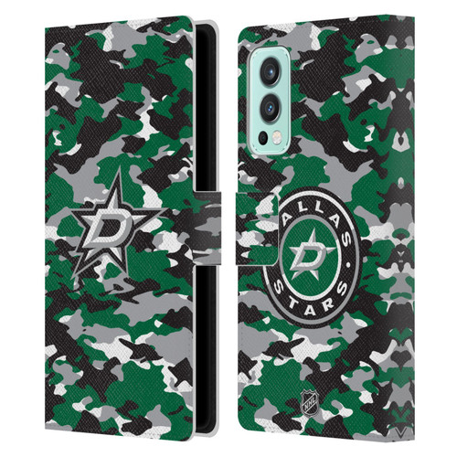 NHL Dallas Stars Camouflage Leather Book Wallet Case Cover For OnePlus Nord 2 5G