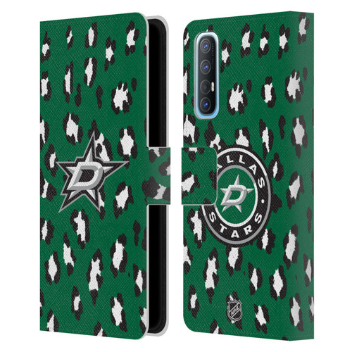 NHL Dallas Stars Leopard Patten Leather Book Wallet Case Cover For OPPO Find X2 Neo 5G