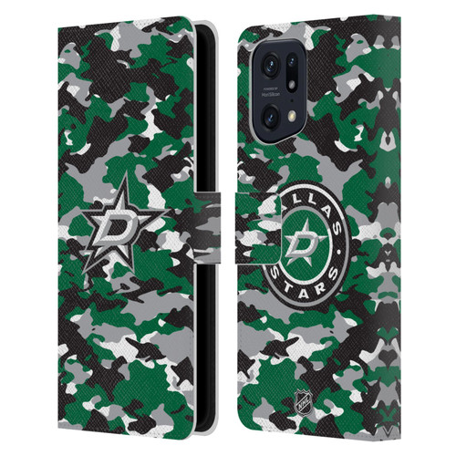 NHL Dallas Stars Camouflage Leather Book Wallet Case Cover For OPPO Find X5