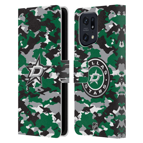 NHL Dallas Stars Camouflage Leather Book Wallet Case Cover For OPPO Find X5 Pro