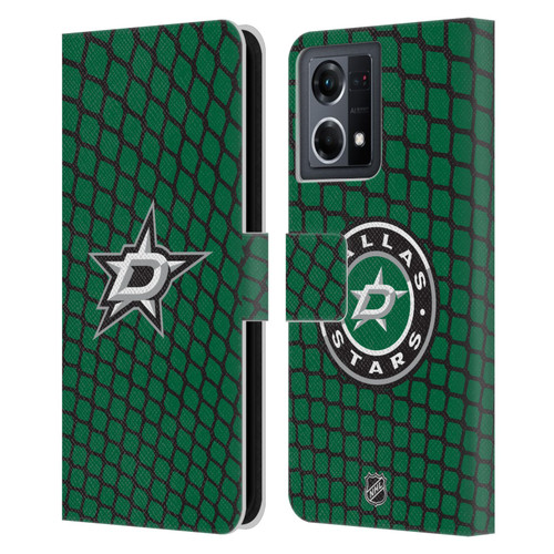 NHL Dallas Stars Net Pattern Leather Book Wallet Case Cover For OPPO Reno8 4G