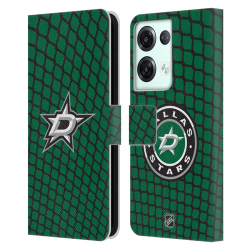NHL Dallas Stars Net Pattern Leather Book Wallet Case Cover For OPPO Reno8 Pro