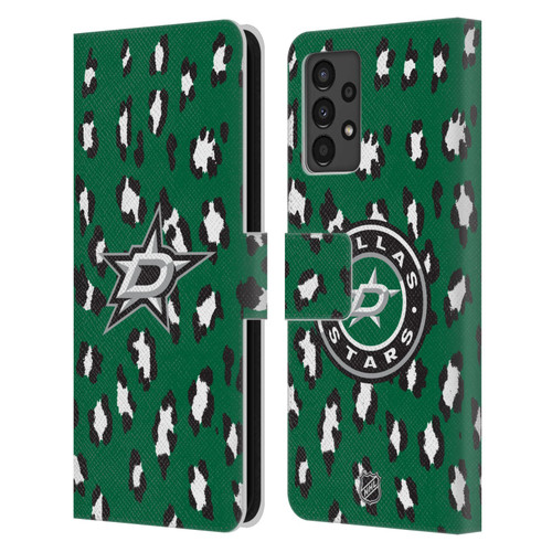 NHL Dallas Stars Leopard Patten Leather Book Wallet Case Cover For Samsung Galaxy A13 (2022)