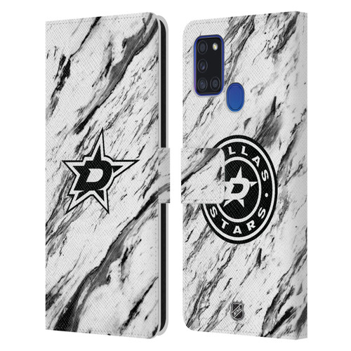 NHL Dallas Stars Marble Leather Book Wallet Case Cover For Samsung Galaxy A21s (2020)