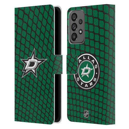 NHL Dallas Stars Net Pattern Leather Book Wallet Case Cover For Samsung Galaxy A73 5G (2022)
