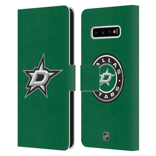 NHL Dallas Stars Plain Leather Book Wallet Case Cover For Samsung Galaxy S10+ / S10 Plus