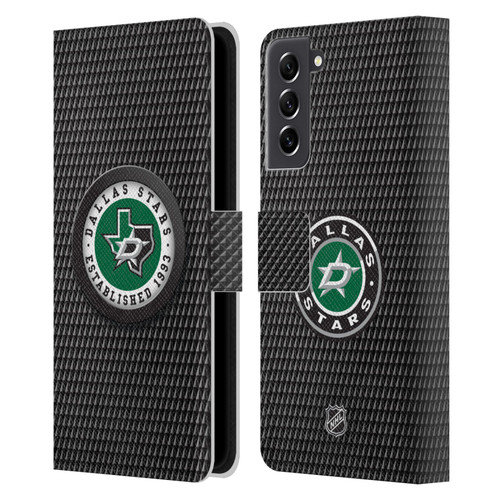 NHL Dallas Stars Puck Texture Leather Book Wallet Case Cover For Samsung Galaxy S21 FE 5G