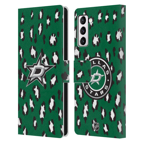 NHL Dallas Stars Leopard Patten Leather Book Wallet Case Cover For Samsung Galaxy S21+ 5G