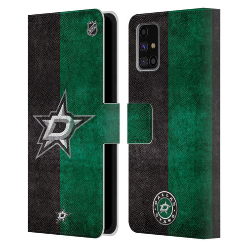 NHL Dallas Stars Half Distressed Leather Book Wallet Case Cover For Samsung Galaxy M31s (2020)