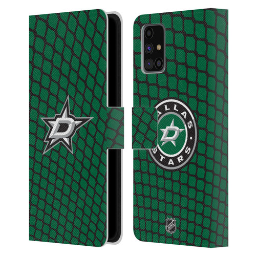 NHL Dallas Stars Net Pattern Leather Book Wallet Case Cover For Samsung Galaxy M31s (2020)