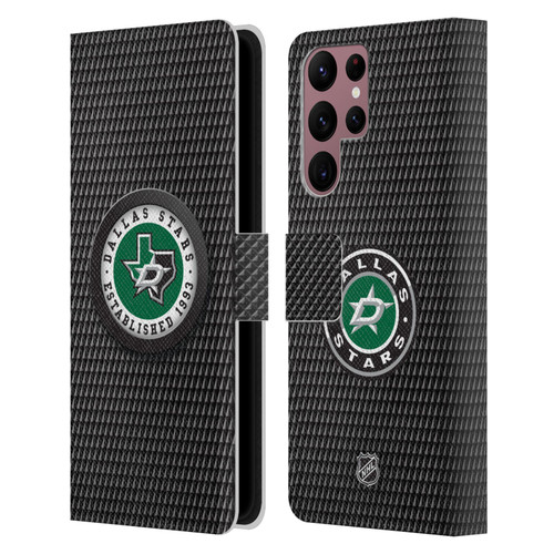 NHL Dallas Stars Puck Texture Leather Book Wallet Case Cover For Samsung Galaxy S22 Ultra 5G