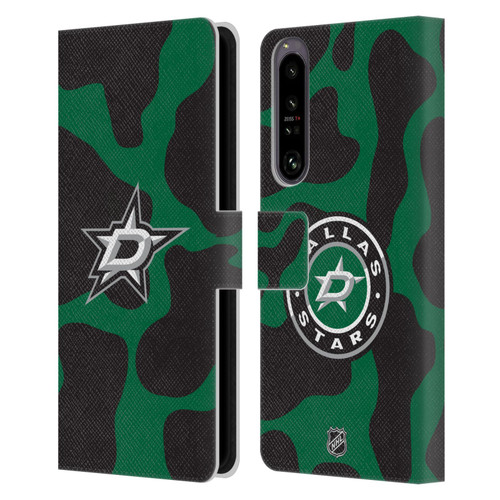 NHL Dallas Stars Cow Pattern Leather Book Wallet Case Cover For Sony Xperia 1 IV
