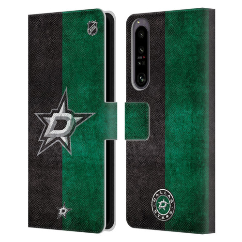 NHL Dallas Stars Half Distressed Leather Book Wallet Case Cover For Sony Xperia 1 IV