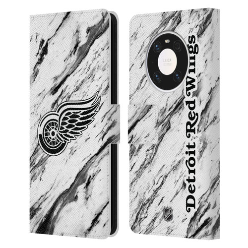 NHL Detroit Red Wings Marble Leather Book Wallet Case Cover For Huawei Mate 40 Pro 5G