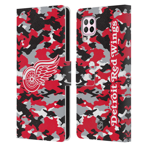 NHL Detroit Red Wings Camouflage Leather Book Wallet Case Cover For Huawei Nova 6 SE / P40 Lite