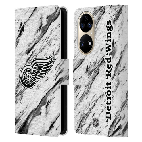 NHL Detroit Red Wings Marble Leather Book Wallet Case Cover For Huawei P50
