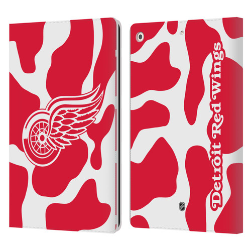 NHL Detroit Red Wings Cow Pattern Leather Book Wallet Case Cover For Apple iPad 10.2 2019/2020/2021