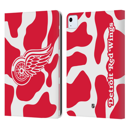 NHL Detroit Red Wings Cow Pattern Leather Book Wallet Case Cover For Apple iPad Air 11 2020/2022/2024