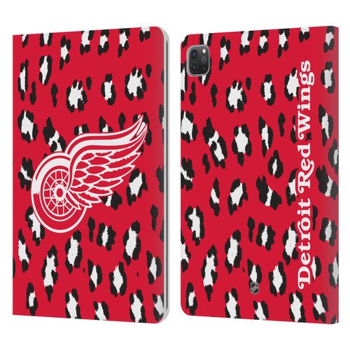 NHL Detroit Red Wings Leopard Patten Leather Book Wallet Case Cover For Apple iPad Pro 11 2020 / 2021 / 2022