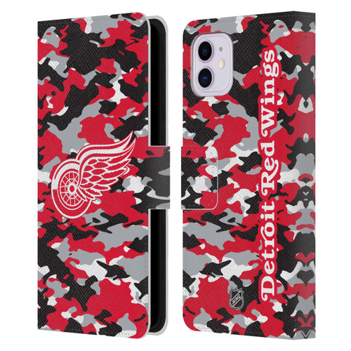 NHL Detroit Red Wings Camouflage Leather Book Wallet Case Cover For Apple iPhone 11