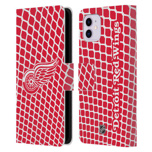 NHL Detroit Red Wings Net Pattern Leather Book Wallet Case Cover For Apple iPhone 11