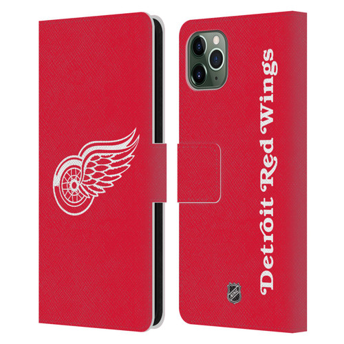 NHL Detroit Red Wings Plain Leather Book Wallet Case Cover For Apple iPhone 11 Pro Max