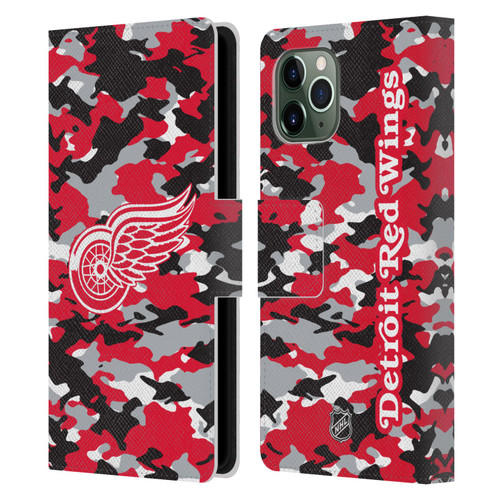 NHL Detroit Red Wings Camouflage Leather Book Wallet Case Cover For Apple iPhone 11 Pro