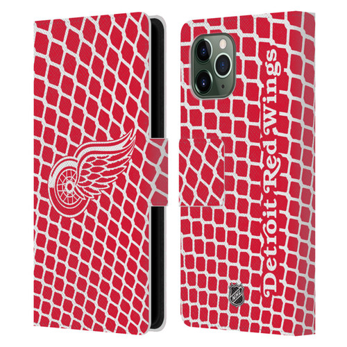 NHL Detroit Red Wings Net Pattern Leather Book Wallet Case Cover For Apple iPhone 11 Pro