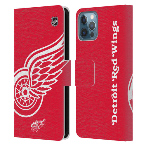 NHL Detroit Red Wings Oversized Leather Book Wallet Case Cover For Apple iPhone 12 / iPhone 12 Pro