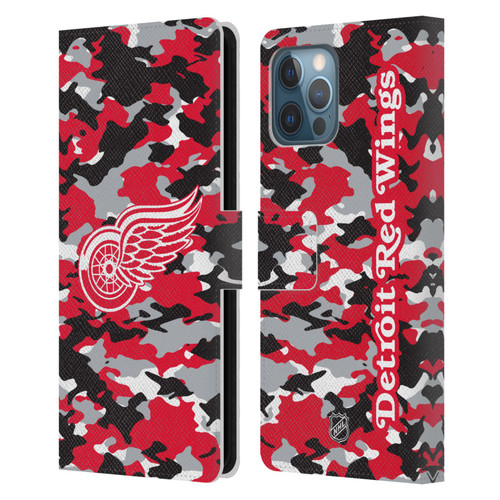 NHL Detroit Red Wings Camouflage Leather Book Wallet Case Cover For Apple iPhone 12 Pro Max