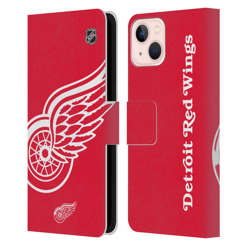 NHL Detroit Red Wings Oversized Leather Book Wallet Case Cover For Apple iPhone 13