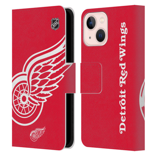 NHL Detroit Red Wings Oversized Leather Book Wallet Case Cover For Apple iPhone 13 Mini