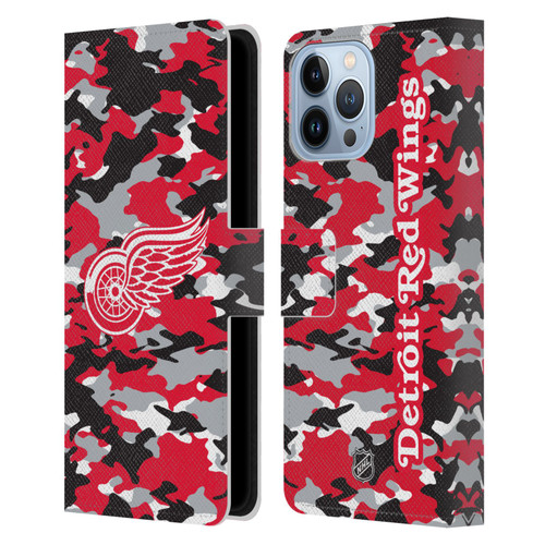 NHL Detroit Red Wings Camouflage Leather Book Wallet Case Cover For Apple iPhone 13 Pro Max