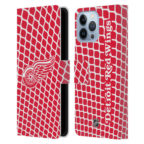 NHL Detroit Red Wings Net Pattern Leather Book Wallet Case Cover For Apple iPhone 13 Pro Max
