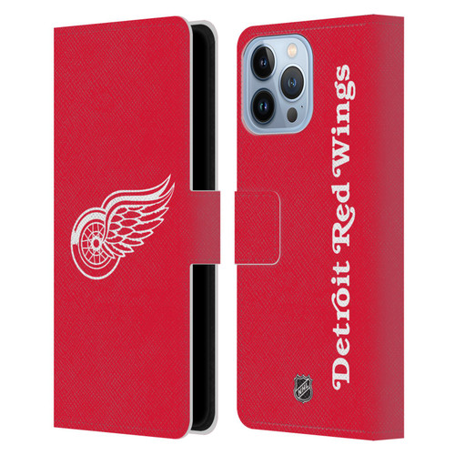 NHL Detroit Red Wings Plain Leather Book Wallet Case Cover For Apple iPhone 13 Pro Max