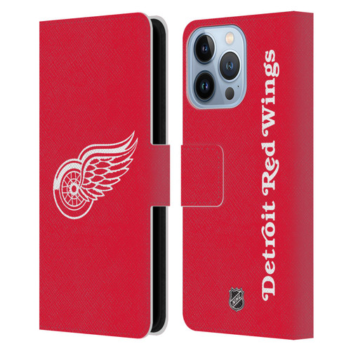 NHL Detroit Red Wings Plain Leather Book Wallet Case Cover For Apple iPhone 13 Pro