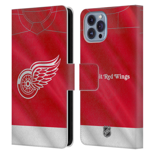 NHL Detroit Red Wings Jersey Leather Book Wallet Case Cover For Apple iPhone 14