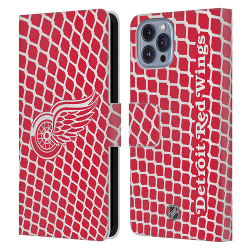 NHL Detroit Red Wings Net Pattern Leather Book Wallet Case Cover For Apple iPhone 14